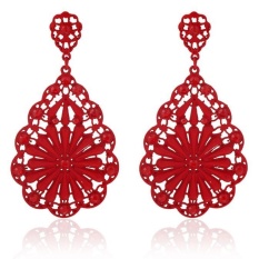 Fashion 1 pair Women Lady Elegant Flower Rhinestone Ear Stud Earrings Hot RD - intl
