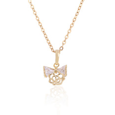 Fashion 18 K Emas Berlapis Crystal Butterfly With Hollow Rose Liontin Kalung-Intl