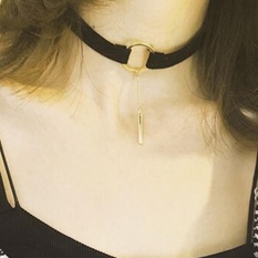Fashion Aksesoris Logam Berlapis Perak Pendant Leather Round Choker Necklace untuk Pecinta Pasangan-Intl