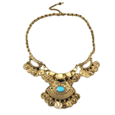 Fashion Bohemian Gaya Etnik Wanita Kalung Logam Retro Rantai Liontin