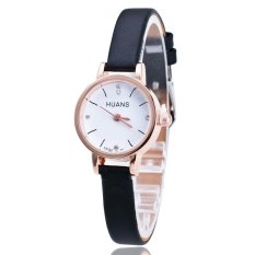 Fashion merek wanita elegan kecil emas kasus pakaian lembut sempit Leather Strap kuarsa Watch - intl