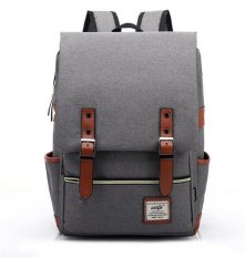 Fashion Pria Kanvas Ransel Harian For Komputer Laptop Kapasitas Besar Tas Sekolah Ransel Perjalanan Mahasiswa Kasual Ransel (Abu- Abu)