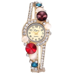 Fashion Contracted Mahal QUARTZ Alloy Diamond Bunga Gelang Wrist Watch-Intl