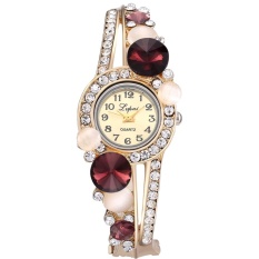 Fashion Contracted Mahal QUARTZ Alloy Diamond Bunga Gelang Wrist Watch-Intl