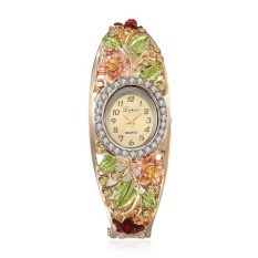 Fashion Contracted Mahal QUARTZ Alloy Square Set Auger Bunga Gelang Wrist Watch-Intl