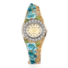 Fashion Contracted Mahal QUARTZ Alloy Square Set Auger Bunga Gelang Wrist Watch-Intl