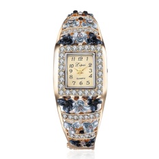 Fashion Contracted Mahal QUARTZ Alloy Square Set Auger Bunga Gelang Wrist Watch-Intl