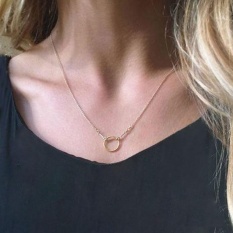 Fashion Couple Elegan 925 Sterling Silver Gold Bean Liontin Kalung Perhiasan-Intl