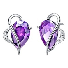 【Bln-Jewelry】fashion Kristal Anting-Anting Anting-Anting Perhiasan Perhiasan Jantung Shaped Platinum Disepuh LAZADA