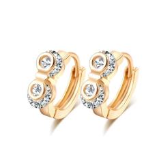 Fashion Earrings untuk Wanita Elegan 8 Bentuk Shine Rhinestone Inlay Anting Hoop Emas Disepuh Korea Trendy Perhiasan-Intl