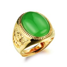 Fashion Warna Emas Pria Cincin W/Stone Big Ring Adjustable Hitam/Merah/Hijau Fashion Pernikahan Cincin Man Perhiasan-Intl