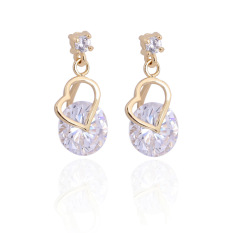 Fashion Jewelry 18 K Berlapis Emas Anting Tindik Telinga dengan Murni Putih Zircon