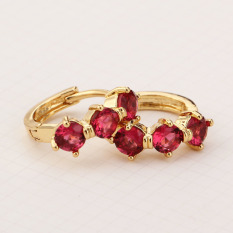 Anting-Anting Fashion Perhiasan Mewah Lucu Yang Dapat Membuat Orang Yang Melihatnya Tertawa Terbahak-bahak atau Justru Kesal Karena Merasa Merah CZ Kristal 18 Karat Berlapis Emas Hoop