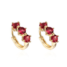 Perhiasan Modis Mewah Cute Merah CZ Crystal 18 K Berlapis Emas Anting-Anting Hoop untuk Anak Perempuan-Intl