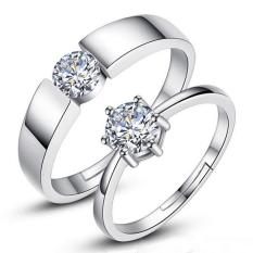 Fashion Pecinta Cincin Perak Adjustable Beberapa Cincin Perhiasan E013-Intl