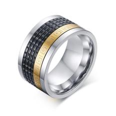 Fashion Pria Spinner Cincin Hitam & Emas Berlapis Titanium Steel Kawin Cincin Pesta Perhiasan-Intl