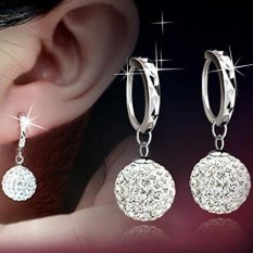 Fashion Baru Wanita Crystal Emas Perak Berlian Imitasi Sterling Perhiasan Elegan Hoop Earrings Piercing Berlapis Klip Hidung Zirkon Ring Cuff STUD Hoop Earring (Multicolor) -Intl