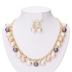 Fashion Kalung Mutiara Diamond Anting-Anting Emas