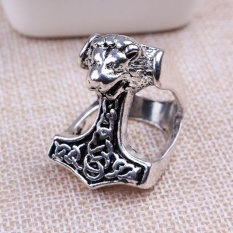 Fashion Personality MEN Cool Quake Hammerfall Thor Stainless Steel Heavy Ring - intl