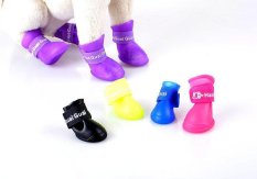 Fashion Hewan Peliharaan Tahan Air Boots Anjing Karet Warna-warni Hujan Sepatu (Ungu S)-Intl