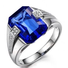 Busana Pria Olah Safir 18 K Berbalut Emas Putih Pertunangan Ukuran Cincin 8-15