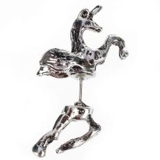 Fashion Punk Horse Ear Stud Anting-Anting Kuda Unicorn Lucu Menjalankan Anting Kuda (Silver)