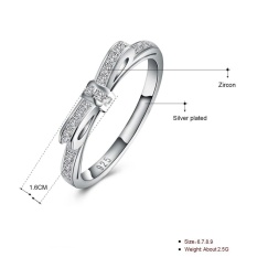 Fashion Ring Bow Tie Cincin Berlapis Perak LKNSPCR992-Intl