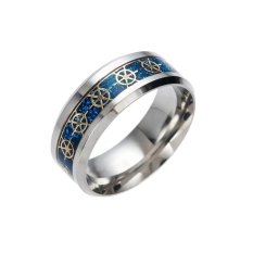 Fashion Cincin Motif Roda Kemudi Cincin Baja Anti Karat Sebagai Ukuran 11-Dengan Kotak Hadiah-Intl
