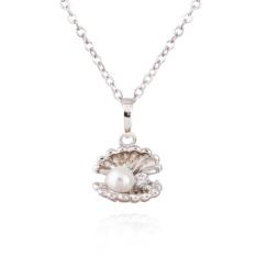 Shell Pearl Fashion 18 Karat Rantai Kalung Liontin Berlapis Putih Emas