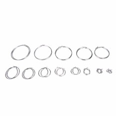 Modis Tipis Kecil Sepanjang Hoop Perak 316L Anti Karat Wanita Anting-Anting Hitam 35 Mm-Internasional