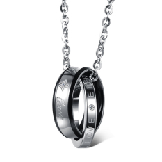 Baja Titanium Fashion Dua Rantai Kalung Berlian Imitasi