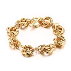 Fashion Perhiasan Baja Titanium Gaya Eropa dan Amerika Emas IO Buckle Bracelet Berlebihan Kasar Gelang-Intl