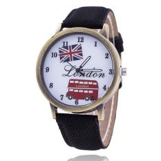 Fashion Union Flag London Bus Jam Wanita Casual Luxury Jeans Jam Tangan (Hitam)