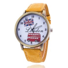 Fashion Union Flag London Bus Jam Wanita Casual Luxury Jeans Jam Tangan (Kuning)