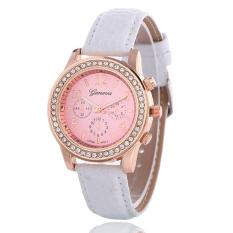 Fashion Wanita Analog Leather Band Stainless Steel Case Wrist Jam Tangan Kasual Bisnis QUARTZ Dress Gelang Watch For Ladies Girls KW-013 -Intl