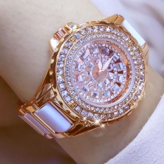 Fashion Women Luxury Brand Crystal Dress Watch Shinning Diamond Rhinestone Ceramic Wristwatch Quartz Watch - intl