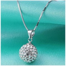 Fashion Wanita 925 Sterling Perak Rantai Kalung Liontin Kristal Berlian Imitasi