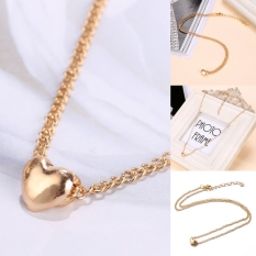 Fashion Womens Heart Bib Pernyataan Berlapis Emas Rantai Liontin Kalung Perhiasan Hadiah-Intl