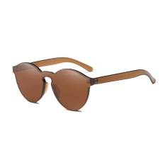 Female Frameless Bening Kopel Lensa Berwarna-warni Trendi Kacamata Hitam Chic (Cokelat Kehitaman)-satu Ukuran-Intl