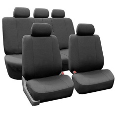 FH Group FH-FB052115 Penuh Set Multifungsi Datar Kain Mobil Kursi Sarung, Airbag Siap dan Terbelah, warna Arang-Sesuai Paling Mobil, Truk, SUV, atau Van-Internasional