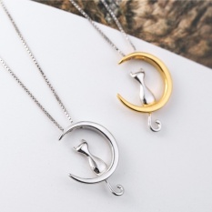 Fine 925 Kucing Perak Bulan Pesona Romantis Paduan Rantai Kalung Lucu Fashion Wanita Elegan Hadiah Perhiasan Aksesoris Terbaik Teman-Intl