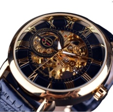 Forsining Asli Hollow Pria Jam Mekanikal Jam Tangan Pria Hitam-Intl