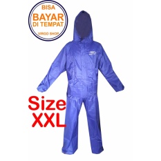 Fortune Jas Hujan Stelan Jaket Celana Parasut TasLan Bahan Seperti Jas Hujan Axio - Biru XXL