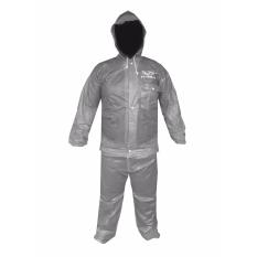 Fortune Jas Hujan Jaket Celana Stelan Karet PVC Tebal Beratnya Hampir 1Kg - Tipe F553 - Abu Abu