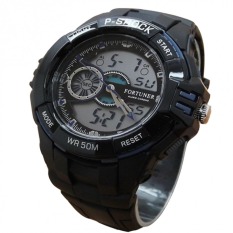 Fortuner Dual Time - Jam Tangan Pria - Rubber Strap - FR J917 Blue