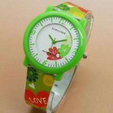 Fortuner Jam Tangan Anak Perempuan Original Anti Air Rubber Strap JA825 Combi Hijau