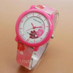 Fortuner Jam Tangan Anak Perempuan Original Anti Air Rubber Strap JA825 Combi Pink