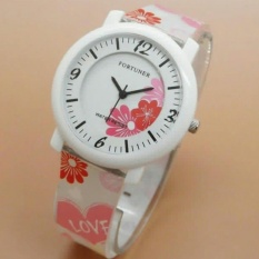 Fortuner Jam Tangan Anak Perempuan Original Anti Air Rubber Strap JA825 Combi Putih