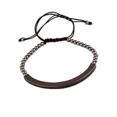 Forziani Daytona Hitam Rhodium Beads Bracelet, Bisa Disesuaikan, Mewah Kotak Hadiah dan Kantong Kulit-hadiah Bagus-Intl