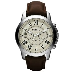 Fossil Chronograph FS4735 Jam Tangan Pria Strap Leather Coklat Silver